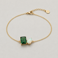 Gold-Plated Bracelet with Moss Agate and Opal
