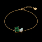 Gold-Plated Bracelet with Moss Agate and Opal