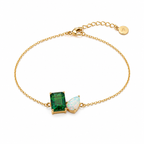 Gold-Plated Bracelet with Moss Agate and Opal