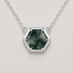 Hexagonal Moss Agate Necklace
