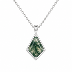 Elegant Kite-Cut Moss Agate Necklace