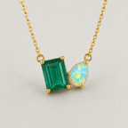 Necklace with Moss Agate and Opal Accents