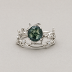 Silver Vine Green Gemstone Ring