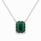 Ethereal Moss Agate Cushion-Cut Necklace