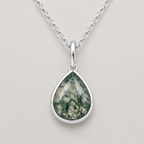 Moss Agate Pear-Cut Necklace