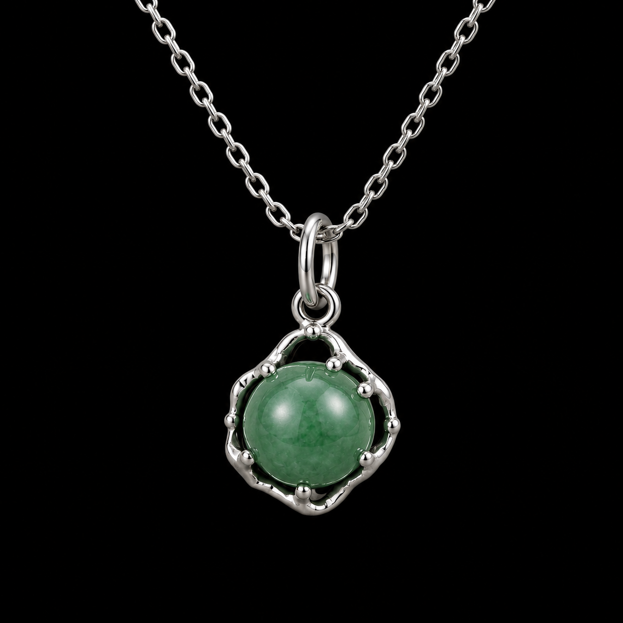 Whimsical Moss Agate Orb Necklace