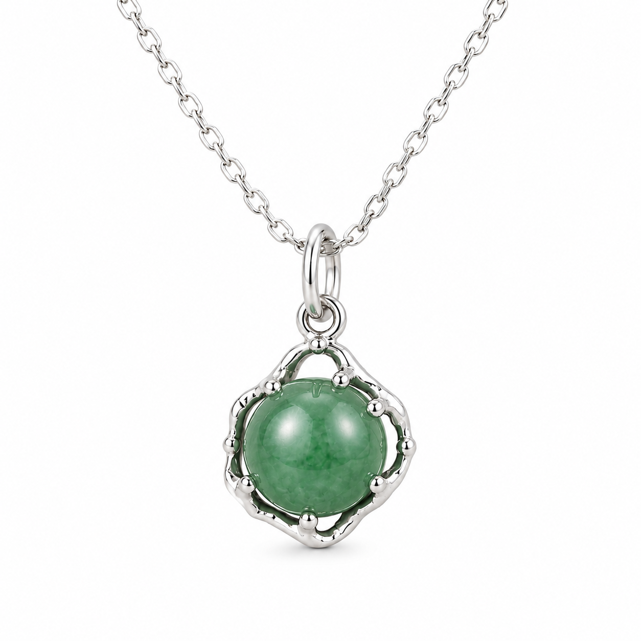 Whimsical Moss Agate Orb Necklace