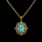 Oval Opal Filigree Necklace