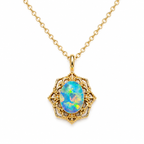 Oval Opal Filigree Necklace