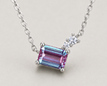 Modern Emerald-Cut Alexandrite Necklace