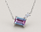 Modern Emerald-Cut Alexandrite Necklace