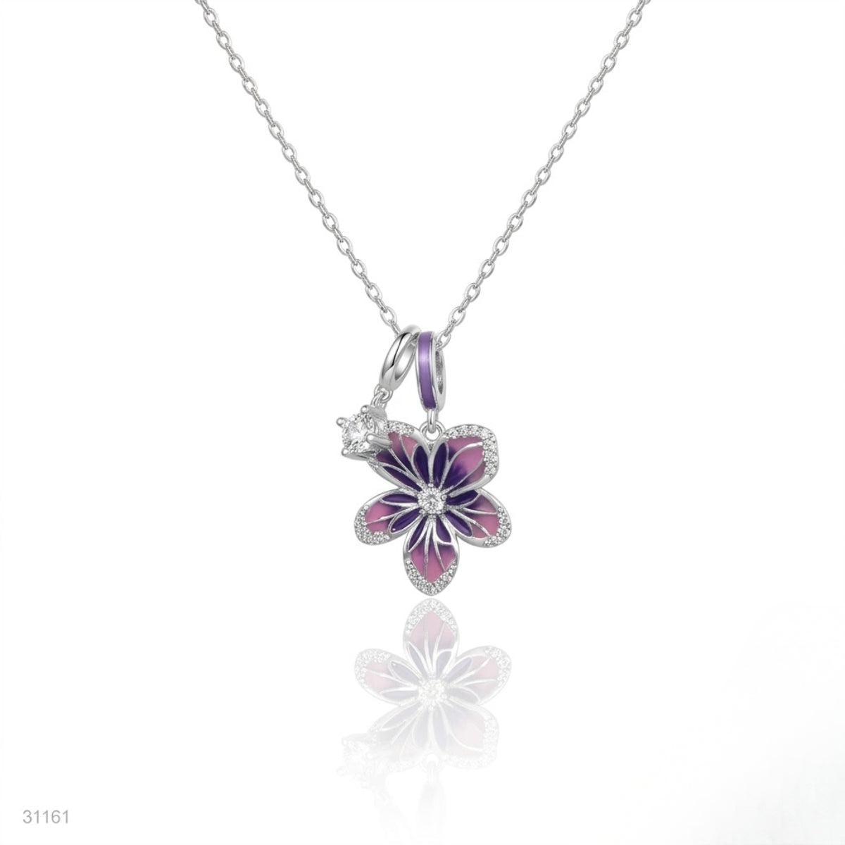 Purple Enamel Floral Necklace