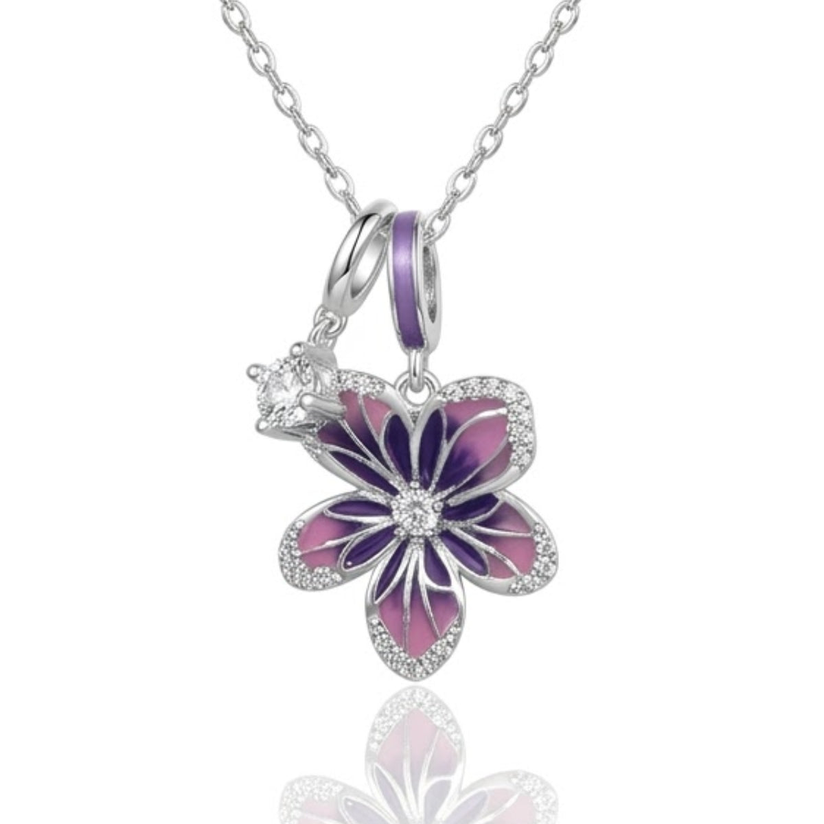 Purple Enamel Floral Necklace