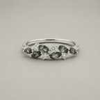 Moss Agate Leaf Cluster Ring
