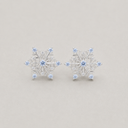 Snowflake Studs with Blue Accents