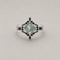 Moss Agate and Zircon Ring Set