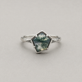 Geometric Moss Agate Ring