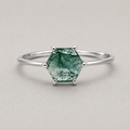 Ring with Hexagonal Moss Agate