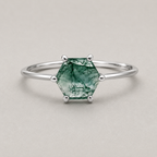 Ring with Hexagonal Moss Agate