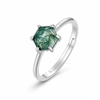 Ring with Hexagonal Moss Agate