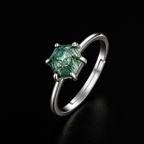 Ring with Hexagonal Moss Agate