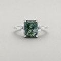 Timeless Emerald-Cut Moss Agate Ring