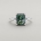 Timeless Emerald-Cut Moss Agate Ring