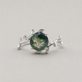 Round Moss Agate Vine Ring