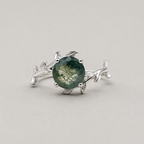 Round Moss Agate Vine Ring