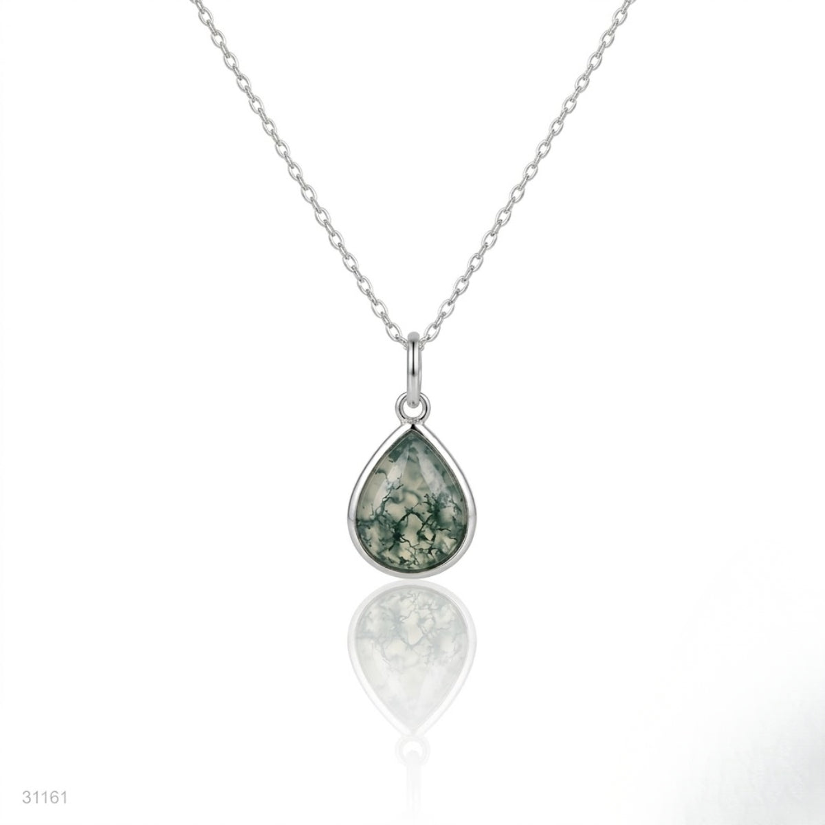 Pear-Cut Moss Agate Necklace