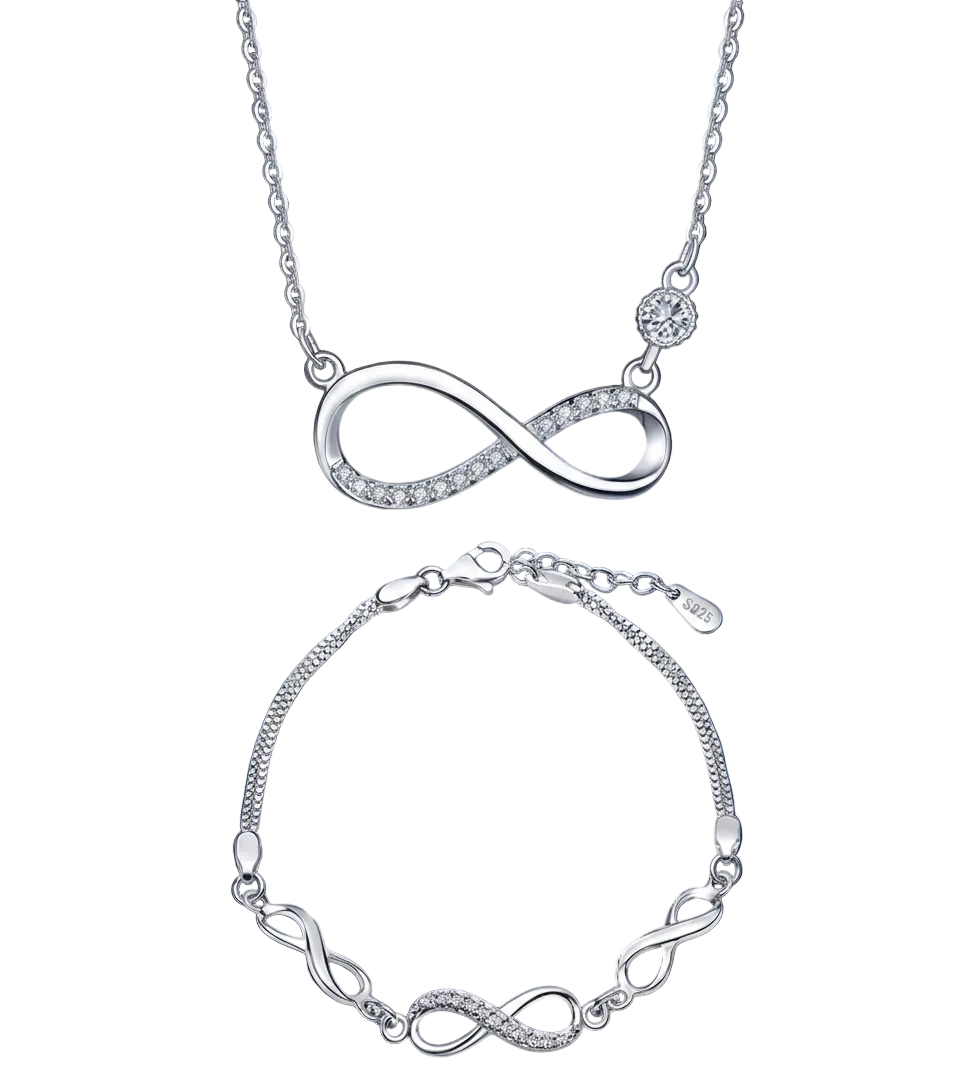 Infinity Necklace & Multi-Link Bracelet Set