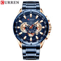 Curren 8363 Men's Watch Multifunctional Waterproof Chronograph Quartz  Blue and Gold