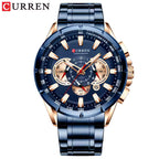 Curren 8363 Men's Watch Multifunctional Waterproof Chronograph Quartz  Blue and Gold