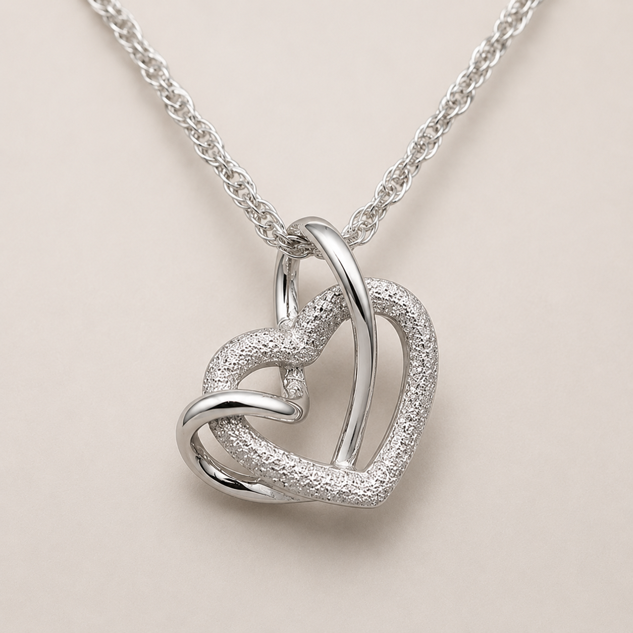 Dual-Textured Heart Necklace
