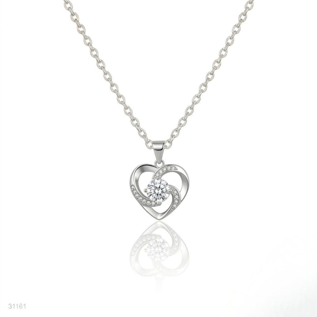 Shimmering Heart Necklace & Earring Set
