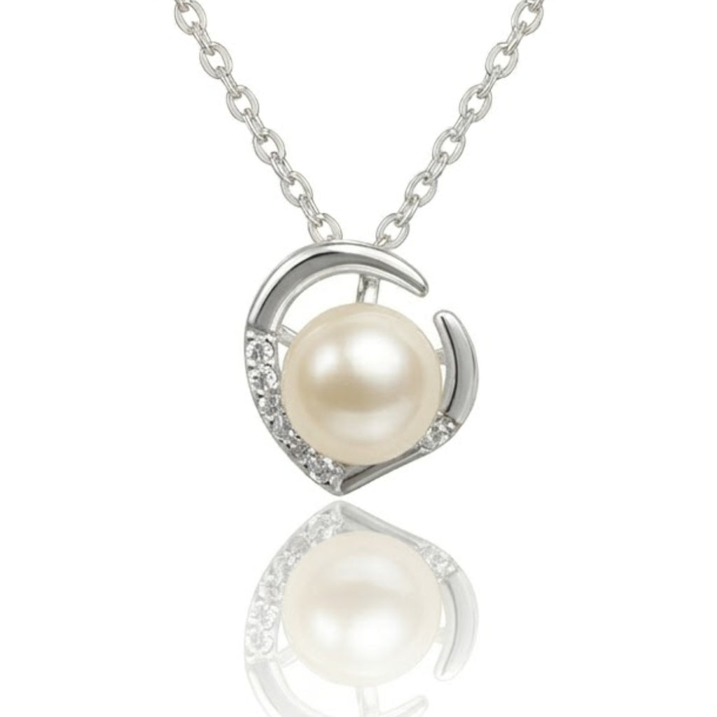 Crescent Pearl Necklace & Earring Set