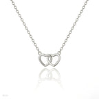 Silver Interlocking Double Heart Necklace