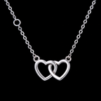 Silver Interlocking Double Heart Necklace