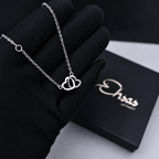 Silver Interlocking Double Heart Necklace