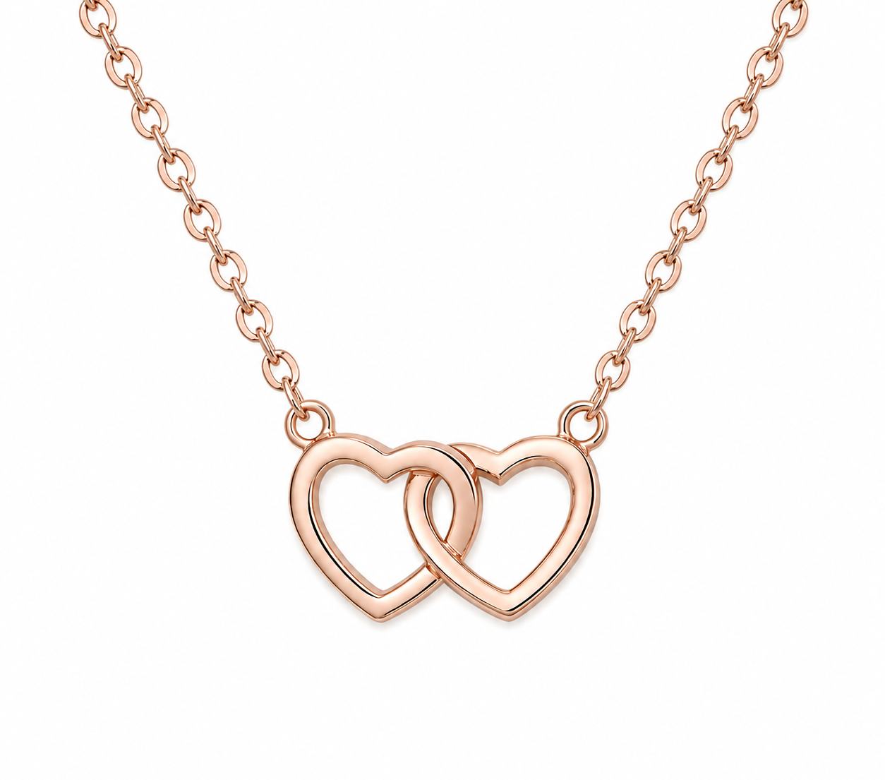 Rose Gold Interlocking Double Heart Necklace