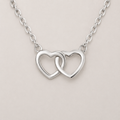 Silver Interlocking Double Heart Necklace