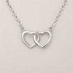 Silver Interlocking Double Heart Necklace