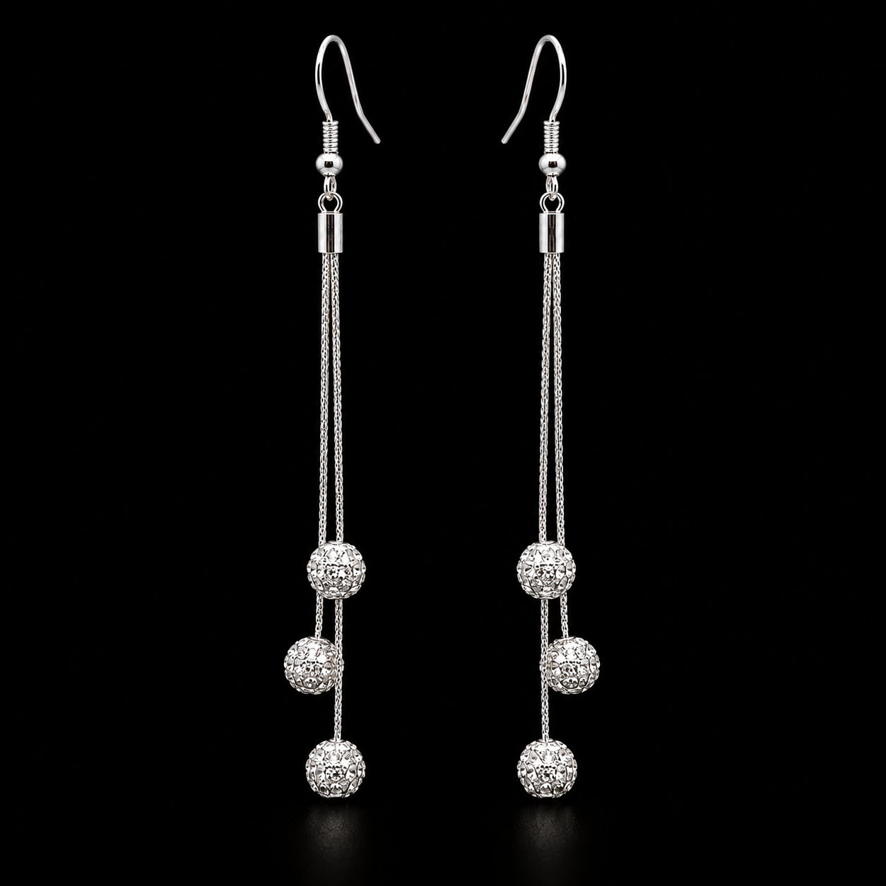 Elegant Silver Tassel Drop Earrings