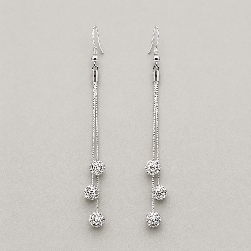 Elegant Silver Tassel Drop Earrings