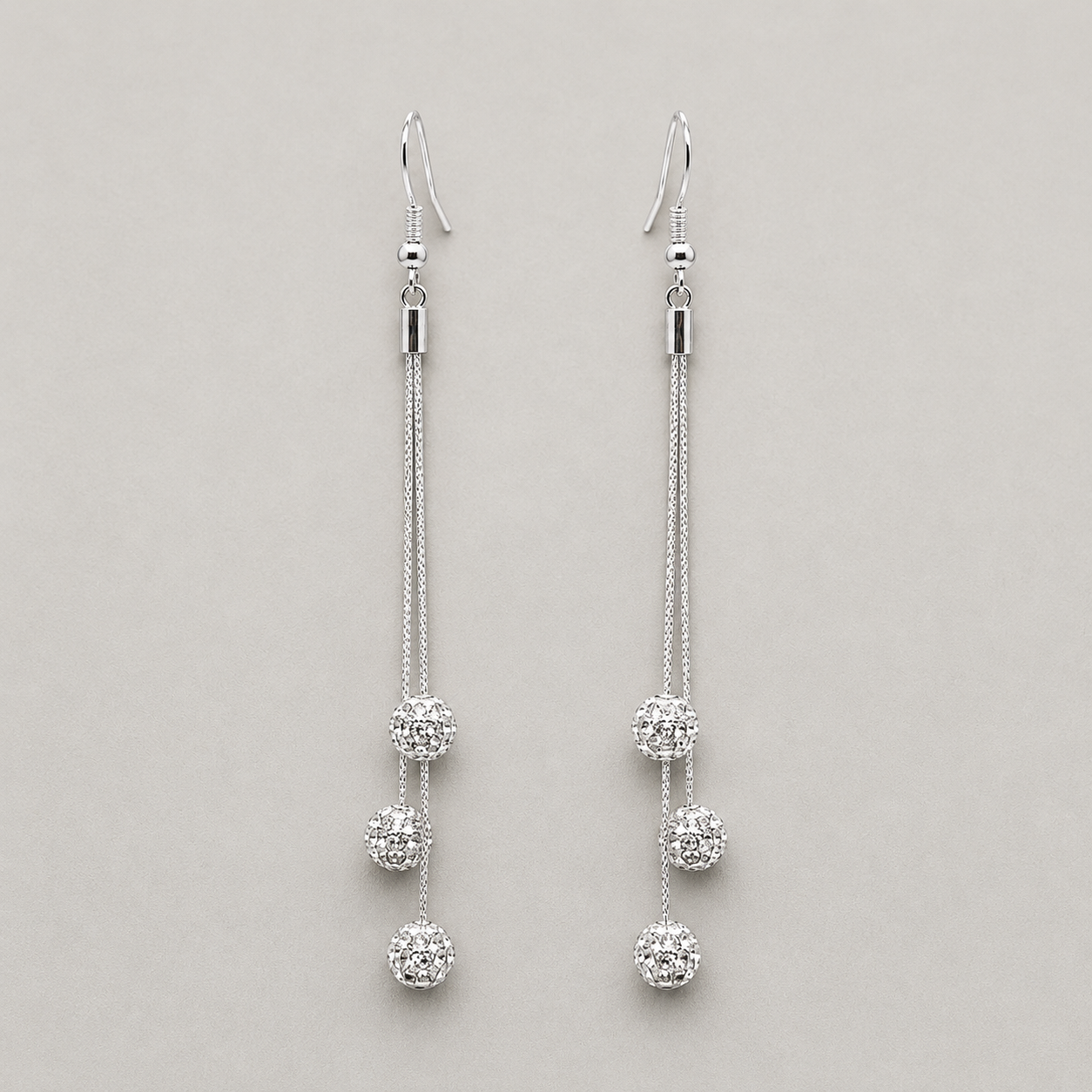 Elegant Silver Tassel Drop Earrings