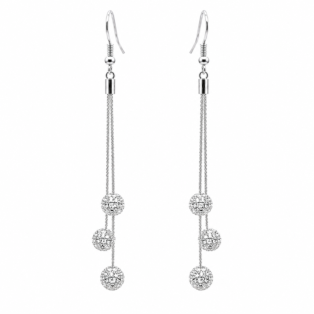 Elegant Silver Tassel Drop Earrings