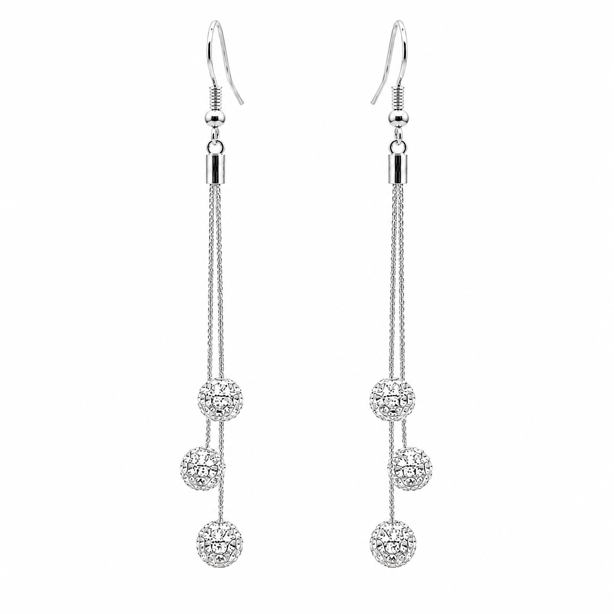 Elegant Silver Tassel Drop Earrings