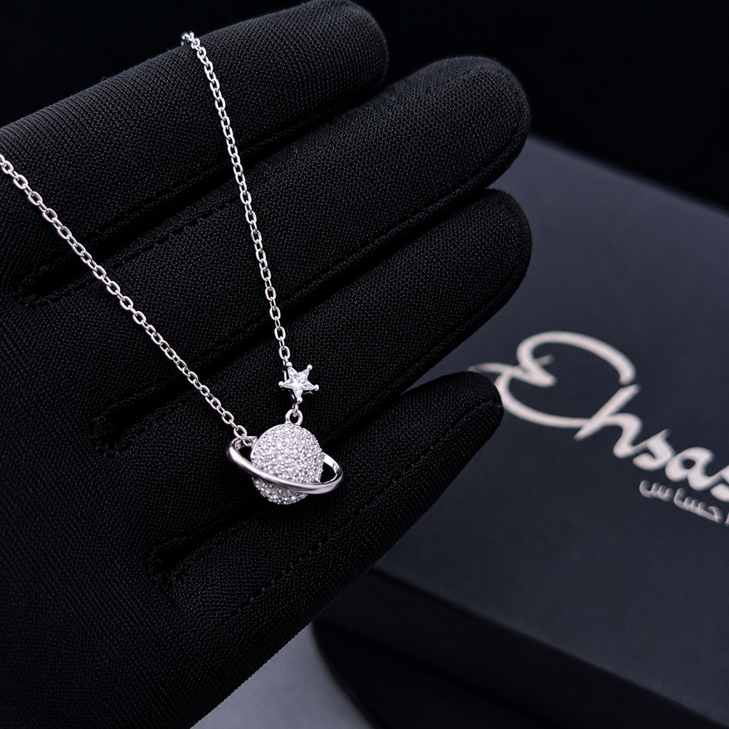 Celestial Saturn & North Star Necklace