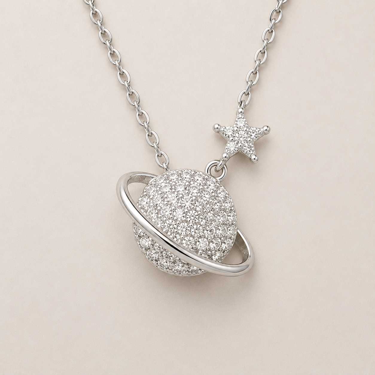 Celestial Saturn & North Star Necklace