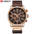 CURREN  8291 Watch for Men Japan Quartz Movement Leather Strap  Casual Sport Waterproof Brown